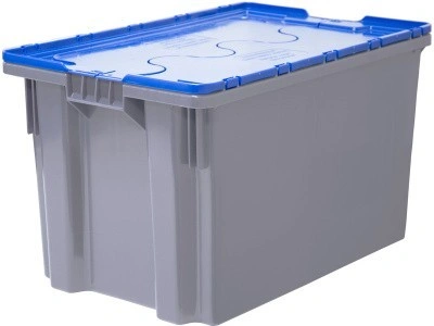 Ящик с крышкой п/э 600х400х365 сплошной, гладкое дно, код: 33152