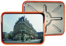 Зеркало сферическое прямоугольное с козырьком из нержавеющей стали 450x600 мм