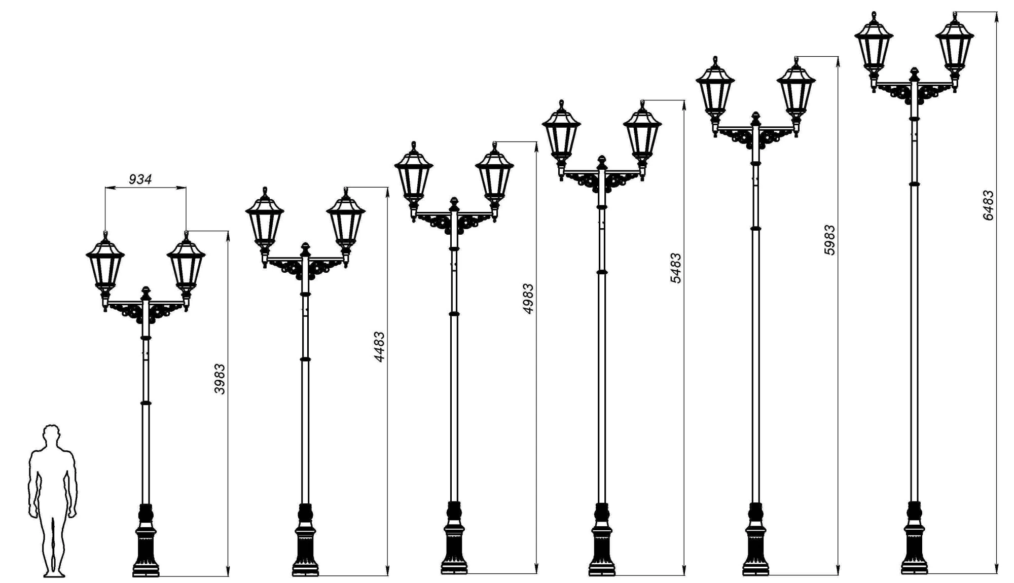 Фонарь уличный «Пушкин - 2» со светильниками 4,983 м
