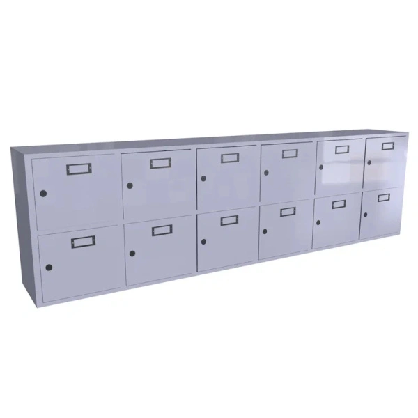 Шкаф для касок на 12 ячеек (2х6) 684x2408x350 мм Светло-серый