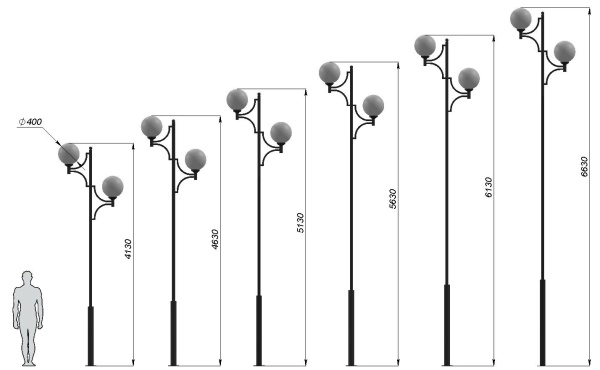 Стальной фонарный столб Т-29 со светильником 5,630 м