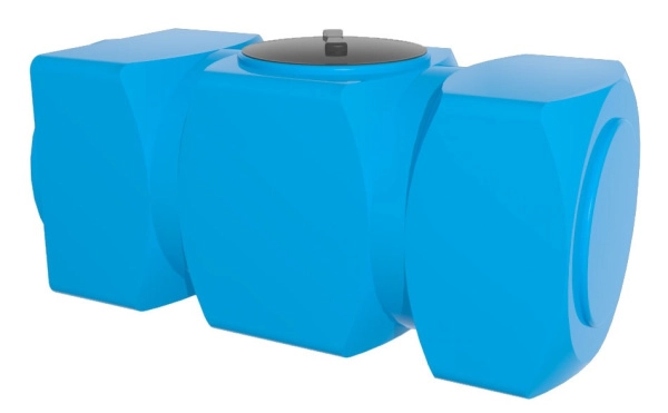 Ёмкость К 500 л. горизонтальная с отводом голубая