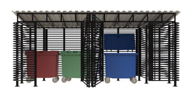 Контейнерная площадка для ТБО «МАФ - 5» (с хозблоком) 6,0 м (3 контейнера)