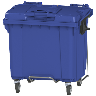 Мусорный контейнер 1100л. на колесах с педалью с опцией "крышка в крышке" 