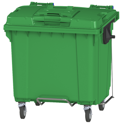 Мусорный контейнер 1100л. на колесах с педалью с опцией "крышка в крышке" 
