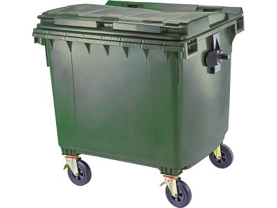 Мусорный контейнер п/э 1100л. на колёсах, с крышкой,, арт. MGBR-1100 зеленый , код: 27199