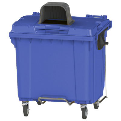 Мусорный контейнер 1100л. на колесах с педалью с опцией "капюшон" 