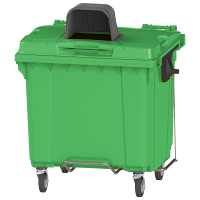 Мусорный контейнер 1100л. на колесах с педалью с опцией "капюшон" 