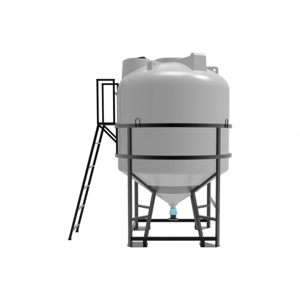 Емкость ЦКТ 5000 л с патрубком 90мм с фланцем белая в обрешетке с лестницей